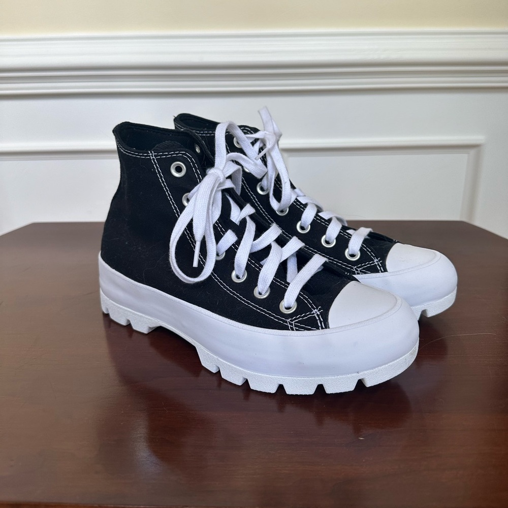 black converse all star platform high tops, size 6.5
